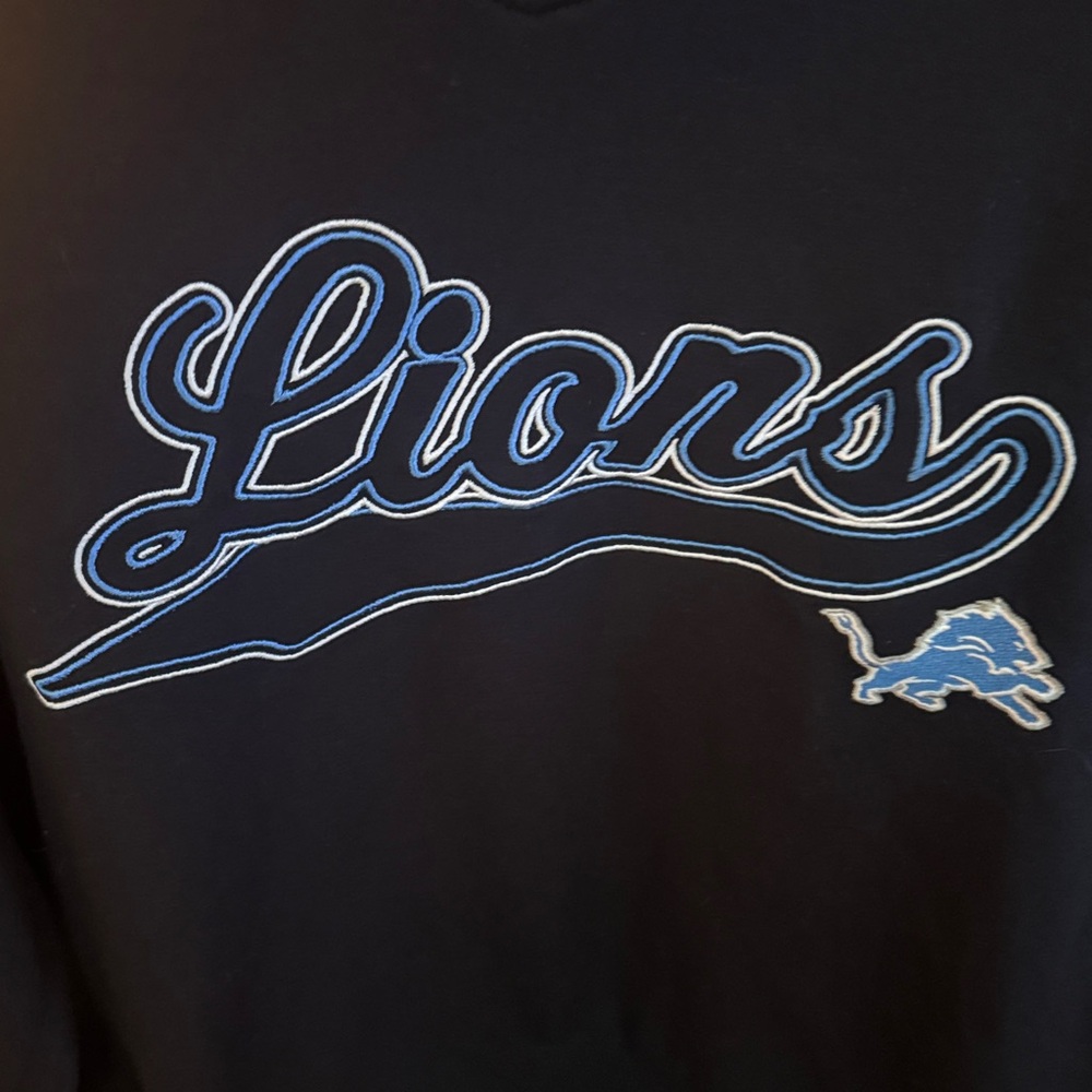 Detroit Lions NFL Team Apparel Black V Neck Sweatshirt Ladies XL - Picture 3 of 6